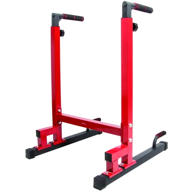 BalanceFrom Multi-function Home Gym Exercise Dip Stand, 500lb Capacity, Red