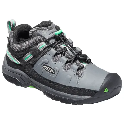 KEEN Targhee Low Waterproof Hiking Shoes for Kids - Steel Grey/Irish Green - 5 Kids