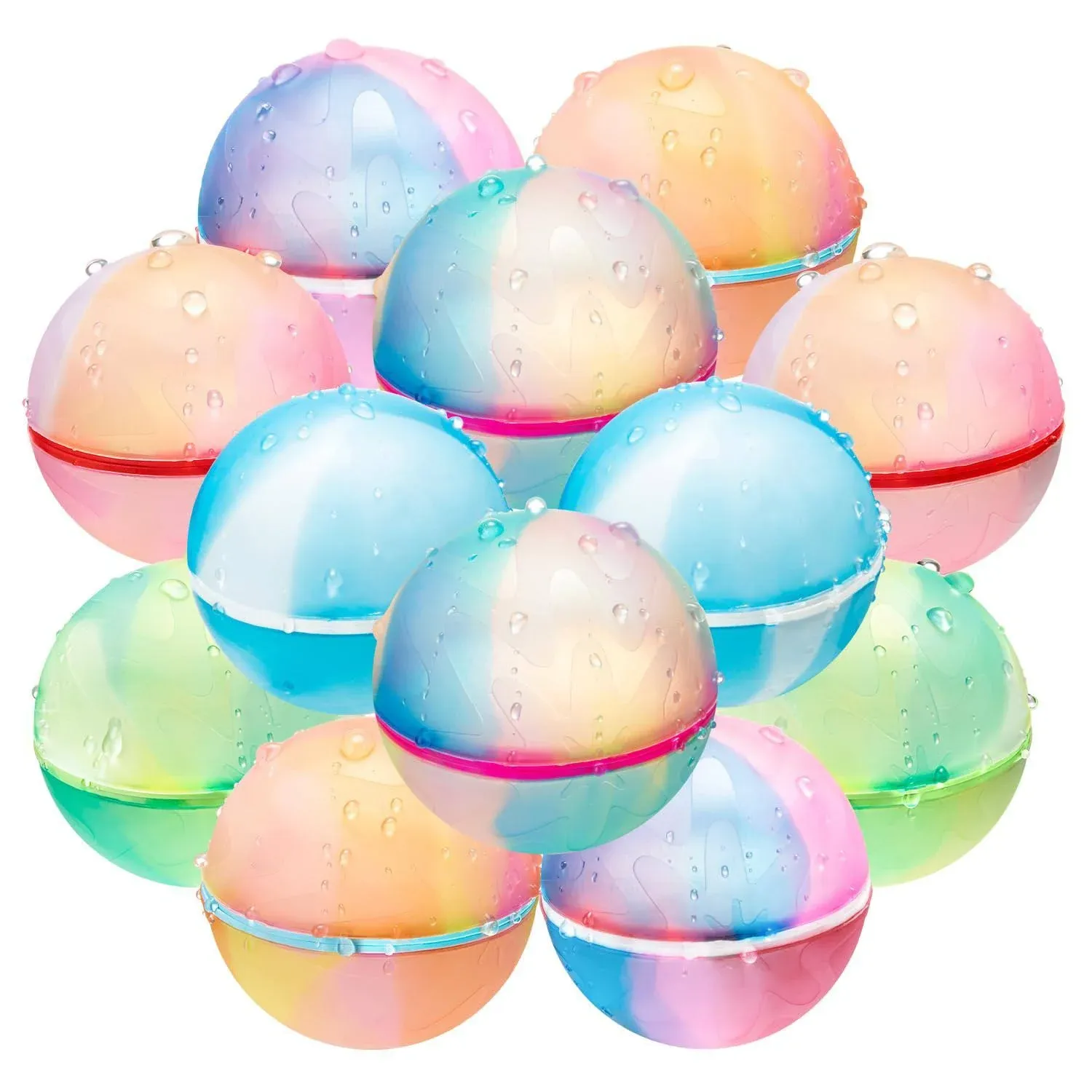 Rapean 12pcs Reusable Water Balloons for Kids Magnetic Self Sealing Quick Fill Water Balloons, Summer Water Toys Refillable Water Bomb, Outdoor Pool