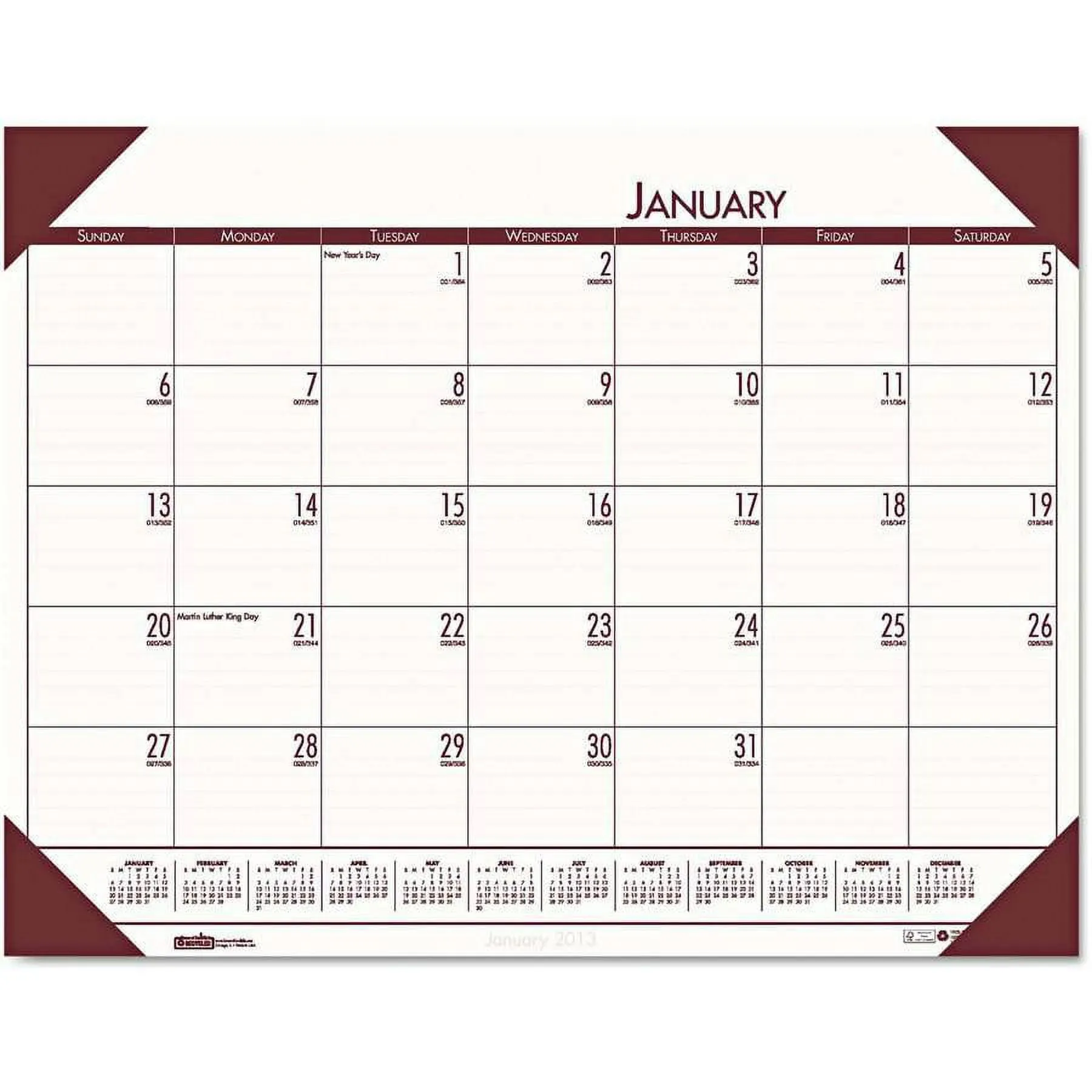 House of Doolittle Recycled EcoTones Moonlight Cream Monthly Desk Pad Calendar, 22 x 17, 2017