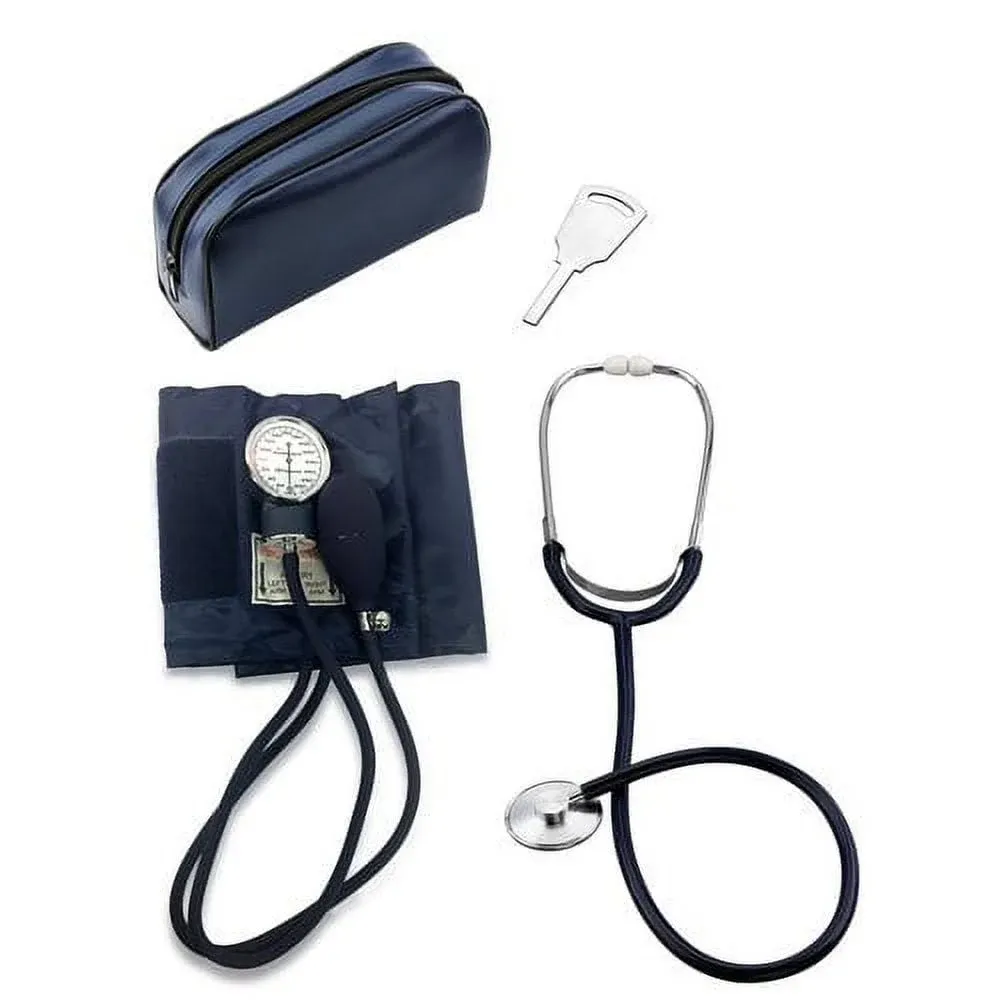 Primacare DS-9197-BL Professional Classic Series Manual Adult Size Blood Pressure Kit, Emergency Bp kit with Stethoscope and Portable Leatherette Case, Nylon Cuff, Blue