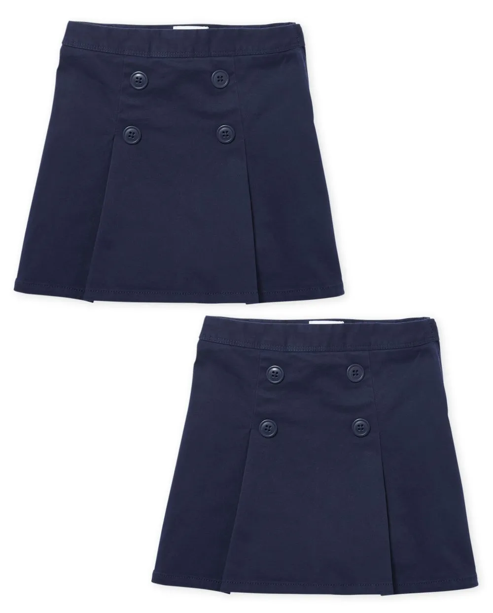 Girls Uniform Stretch Button Skort 2-Pack - Plus - Tidal 1