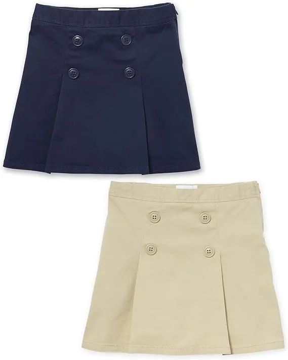 Girls Uniform Stretch Button Skort 2-Pack - Plus - Tidal 1