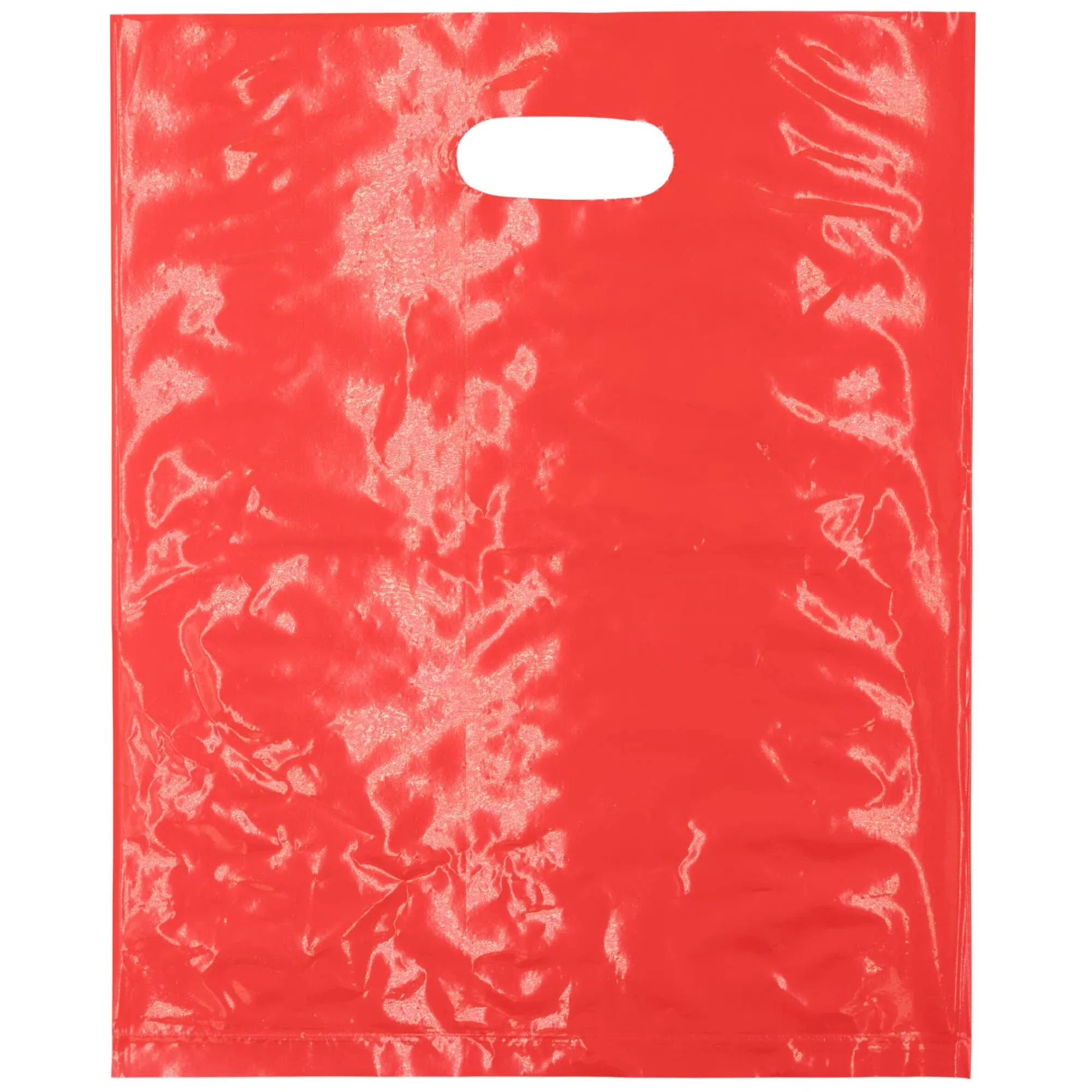 LDPE Die Cut Merchandies Bags - 12"x15" - 500 Bags - 1.5 mil - Red - 1215DCRED - AssurePak