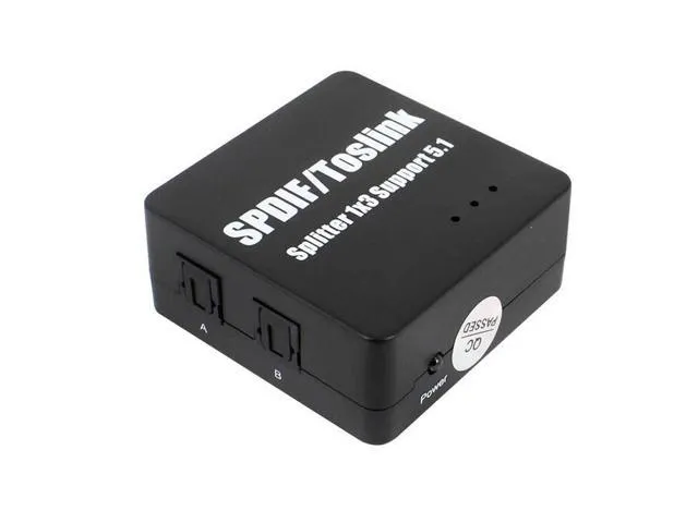 3 Port Digital Optical Splitter,SPDIF TOSLINK Digital Optical Audio Splitter 1x3(1 in 3 Out),Audio Format Support LPCM2.0 Doldy Digital & DTS 5.1