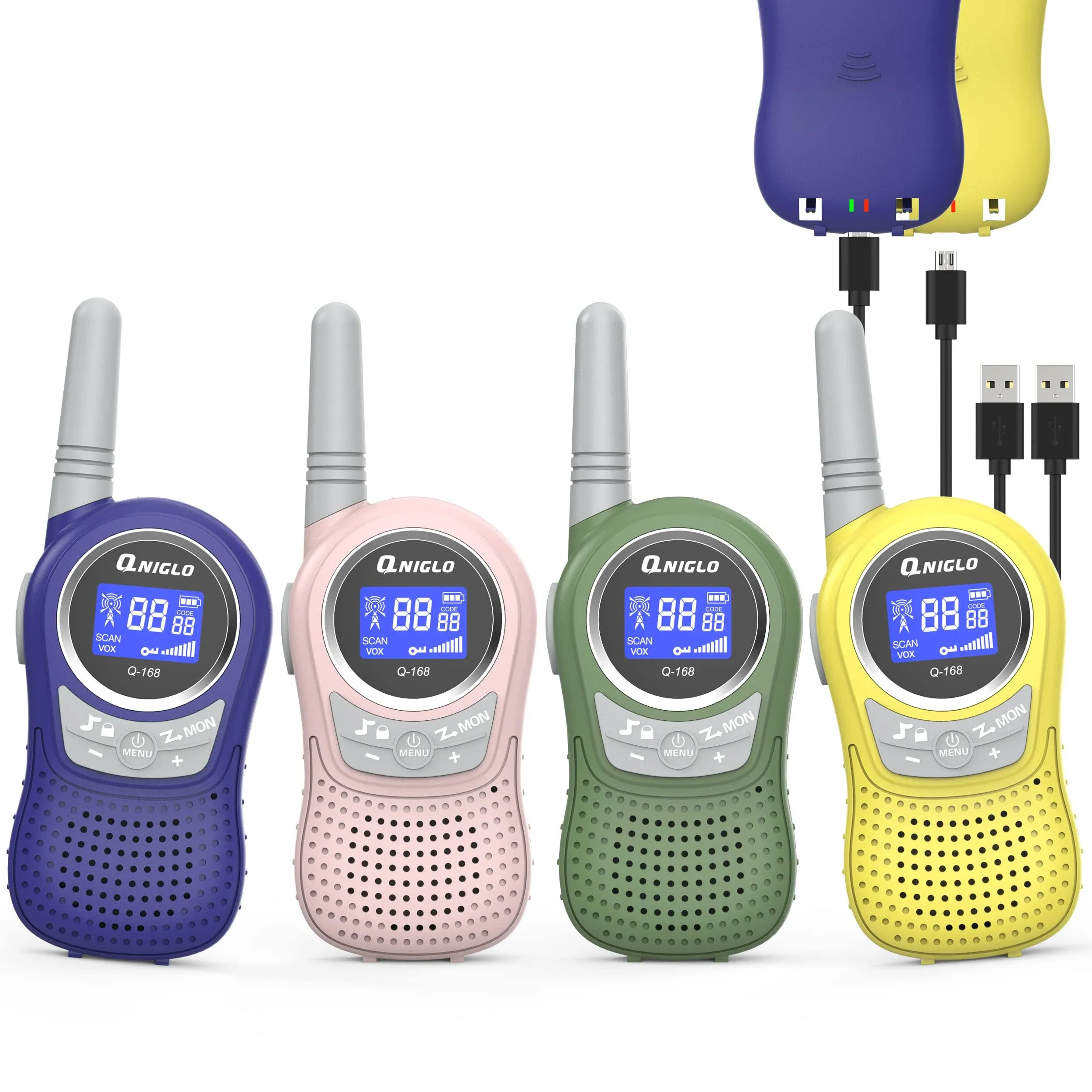 Qniglo Walkie Talkies for Kids - Rechargeable Kids Walkie Talkies with Clear Sound, Long Range - Perfect Birthday for 3-8 Year Old Boys Girls - Outdoor Adventures, Camping, Hiking