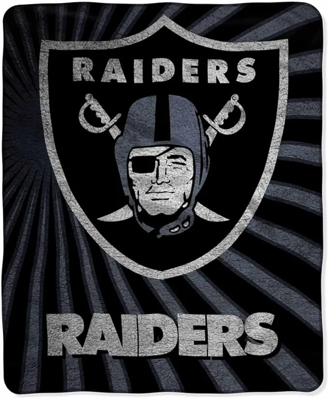 NFL Oakland Raiders 100% Super Soft Sherpa Throw Blanket Large 50&#034; X 60&#034;