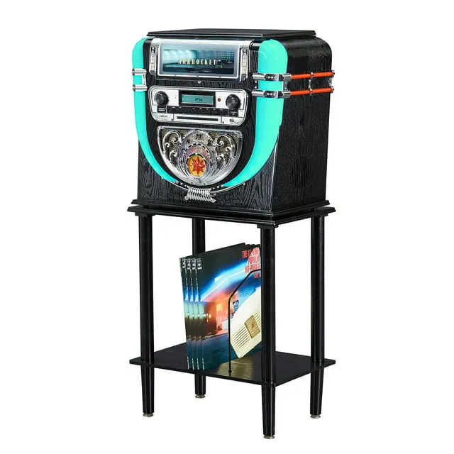 Arkrocket Boston Tabletop Jukebox Record Player Entertainment System with Stand Bluetooth CD Player FM Radio SD USB