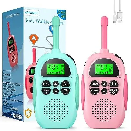 Walkie Talkies for Kids: 2 Pack Rechargeable Kids Walkie Talkies, Long Range 22 Channels 2 Way Radio Kids Toy Gift for 3-12 Year Old Boy Girl Toddlers