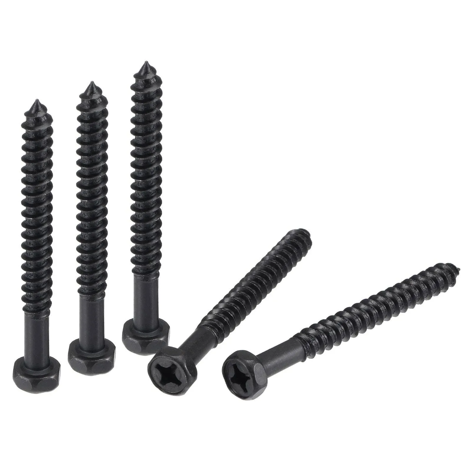 Hex Lag Screws 1/4&#034; x 2-1/2&#034; Carbon Steel Half Thread Self-Tapping 25pcs