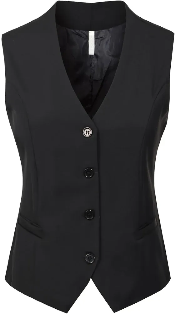 MixMatchy Women s Fully Lined 4 Button V-Neck Economy Dressy Suit Vest Waistcoat