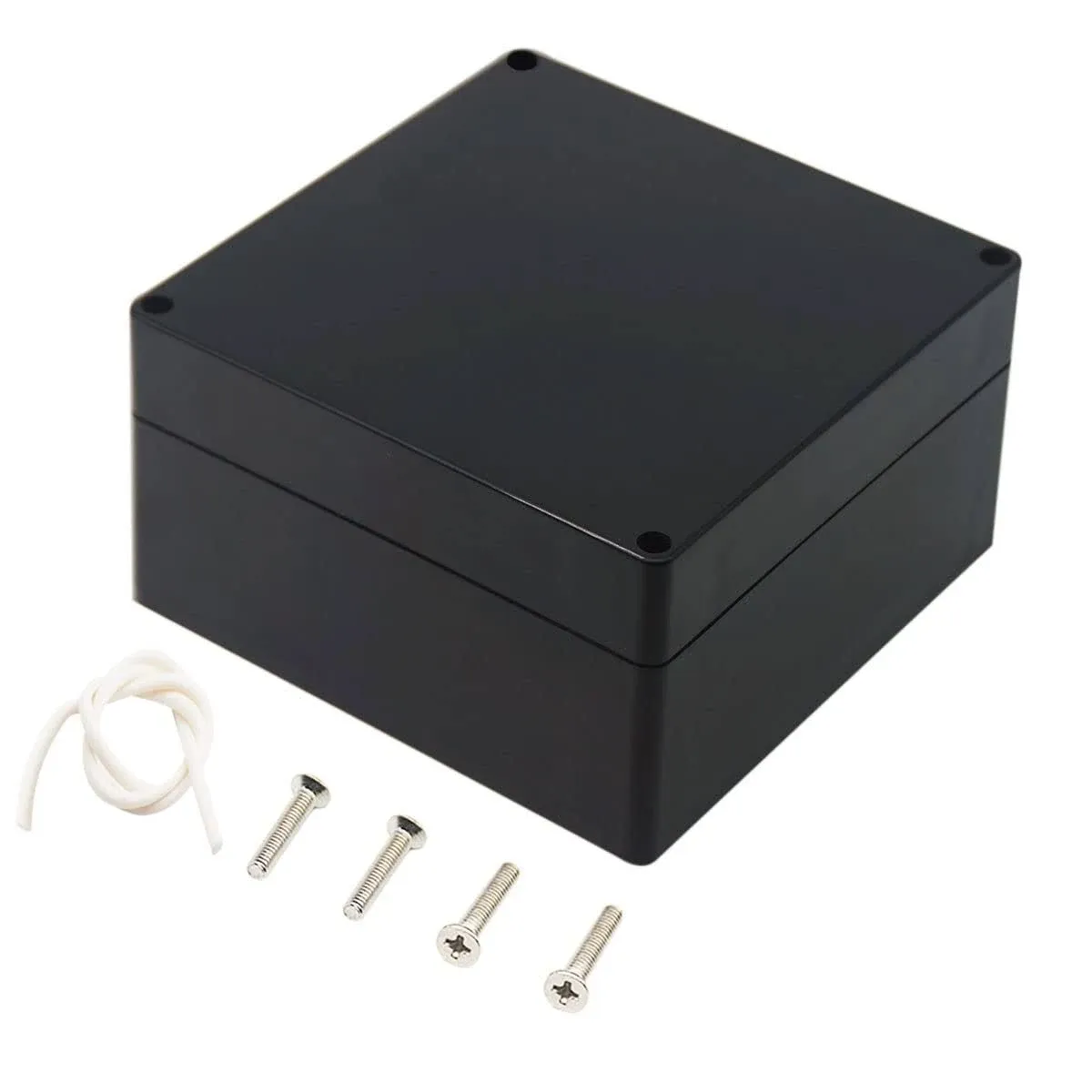 Junction Box, Zulkit Project Box IP65 Waterproof Outdoor Box ABS Plastic Electrical Boxes Electronic Enclosure Black 6.3 x 6.3 x 3.5 inch(160 x 160 x 90 mm)(Pack of 1)