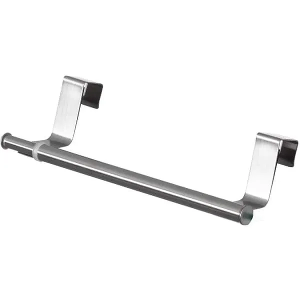 Chrome Over the Door Extendable Towel Holder Rack for the Kitchen, Vanity, and Bathroom