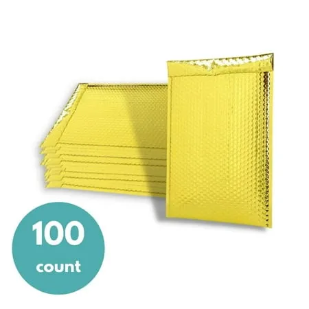 MMBM 100 Pcs 9 x 11.5 Gold Poly Bubble Padded Envelopes Packaging Shipping Mailers Protection Bags