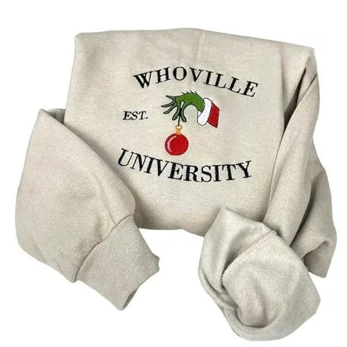 Christmas Whoville University Embroidered Sweatshirt, Personalized Christmas Gift, Xmas Party Shirt, Christmas Family Gift, Christmas Shirt