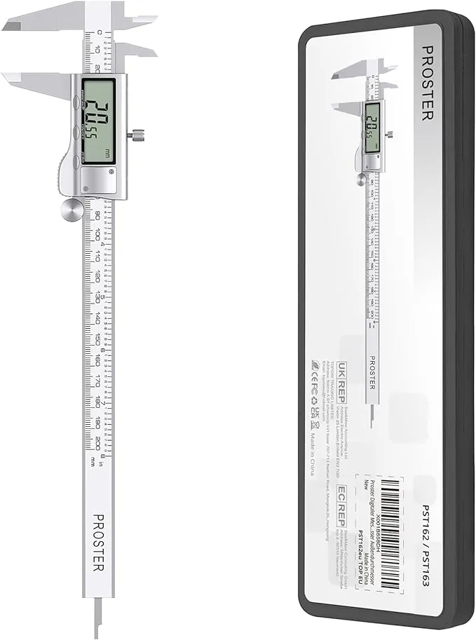 Proster Digital Vernier Caliper 8inch/200mm Digital Calipers Dial Calipers Measuring Tool Electronic Caliper Fractions/Inch/Metric Caliper Gauge