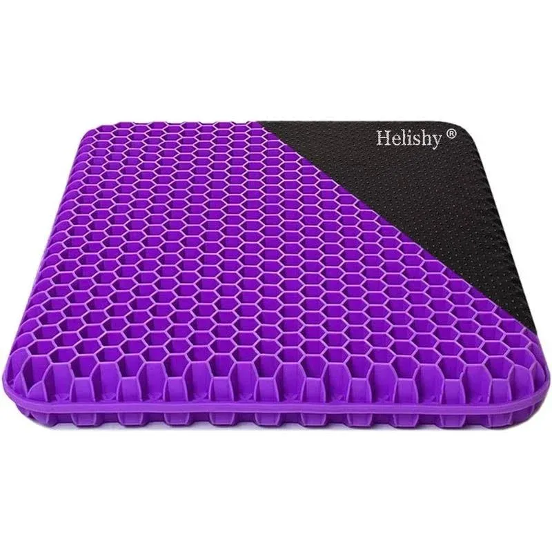 Gel Seat Cushion, Egg Seat Cushion Wheelchair Cushion with Non-Slip Cover, Breathable Chair Pads Honeycomb Design Absorbs Pressure Points for Car Office Chair Wheelchair (Violet)