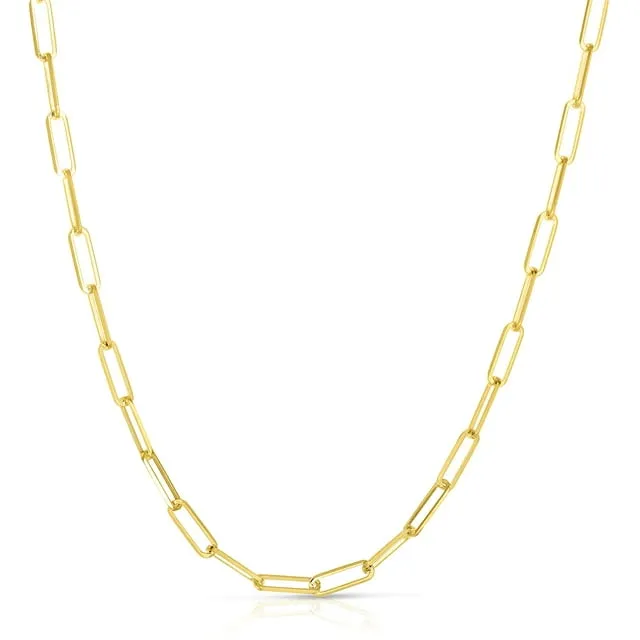 Floreo 10k Yellow Gold Solid Paperclip Chain Necklace