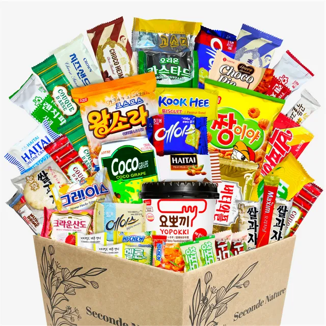 Journey of Asia Korean Snack Box 38 Count - Care Package Individually Wrapped Packs of Snacks, Chips, Cookies, Candy and Tteokbokki, Treats for Kids Children College Students Friends Family