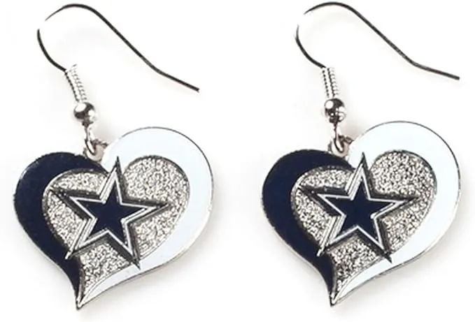 NFL Dallas Cowboys Swirl Heart Earrings