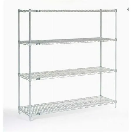 Nexel 5 Tier Silver Epoxy Wire Shelving Starter Unit 54 W x 21 D x 74 H