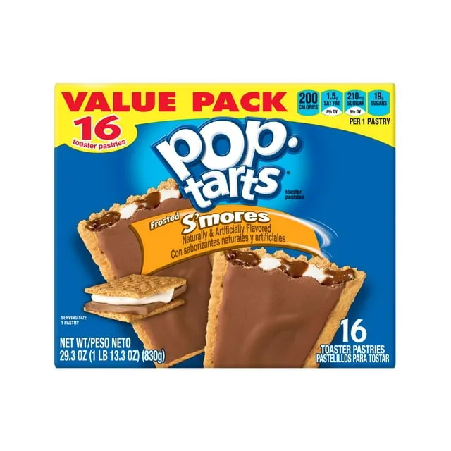 Pop-Tarts Frosted S'mores Instant Breakfast Toaster Pastries, 27 oz, 16 Count Box