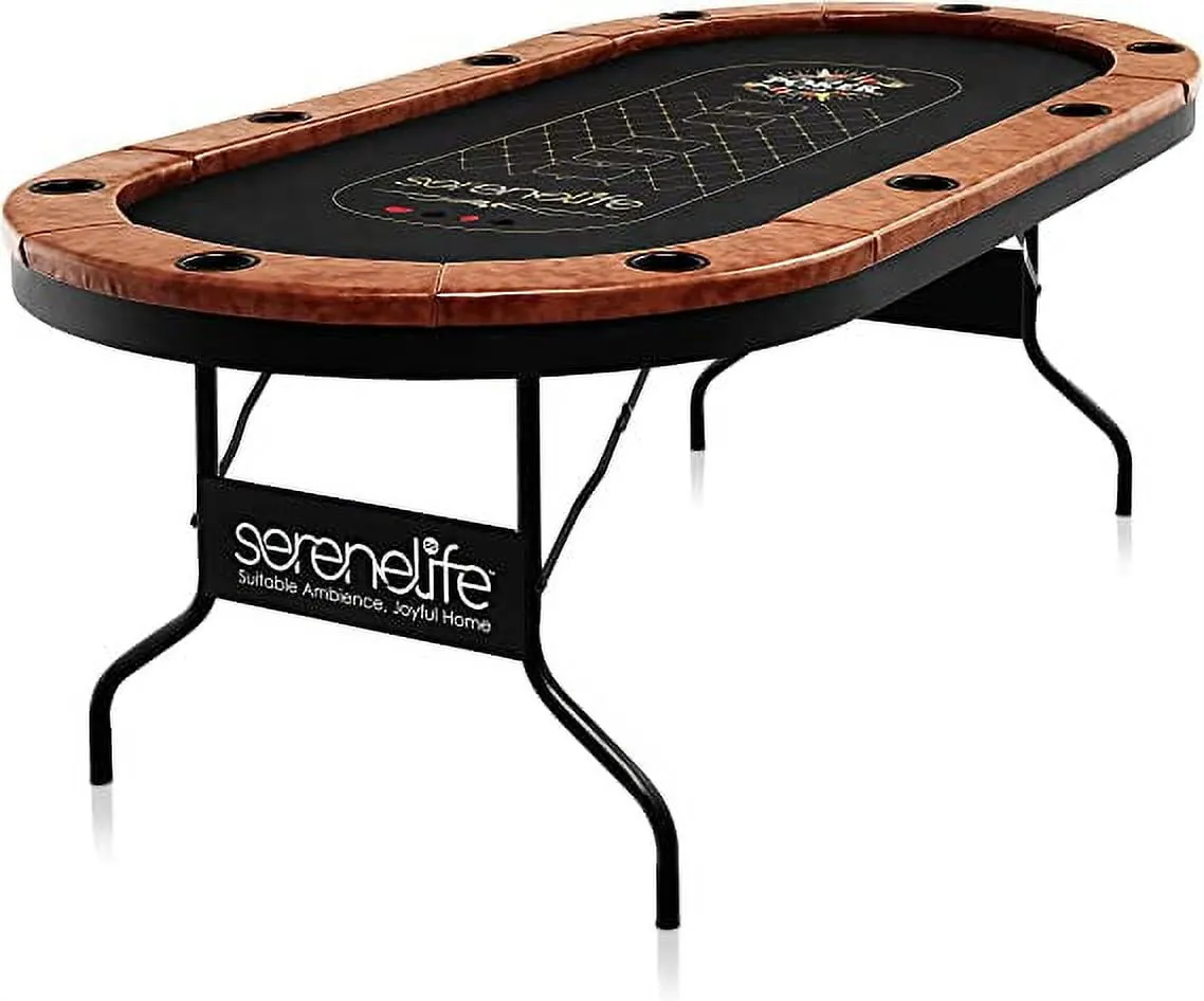 SereneLife 10-Player Oval Foldable Poker Table