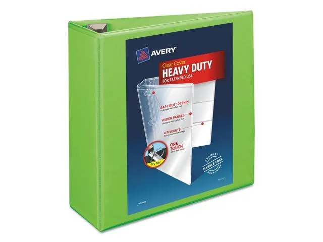 Avery Heavy-Duty View Binder w/Locking EZD Rings 4" Cap Chartreuse 79812