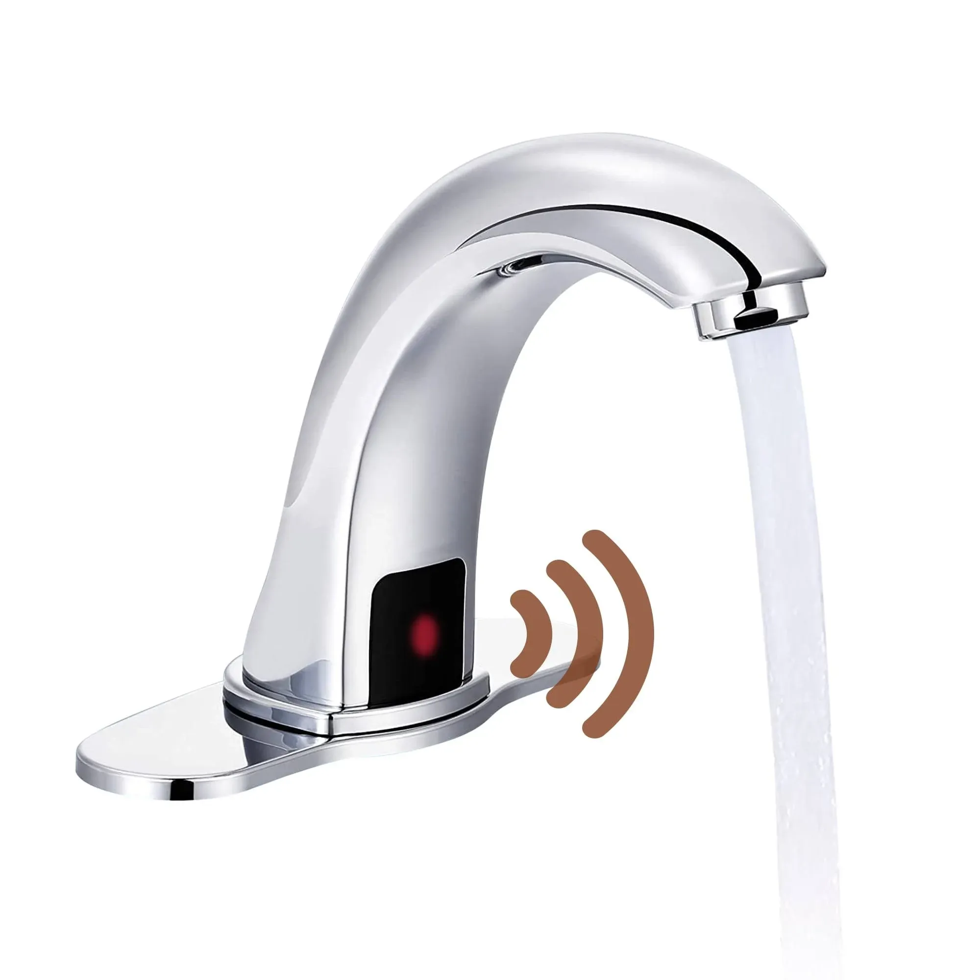 Single Hole Touchless Bathroom Sink Faucet Sensor Basin Faucet with Deck Plate