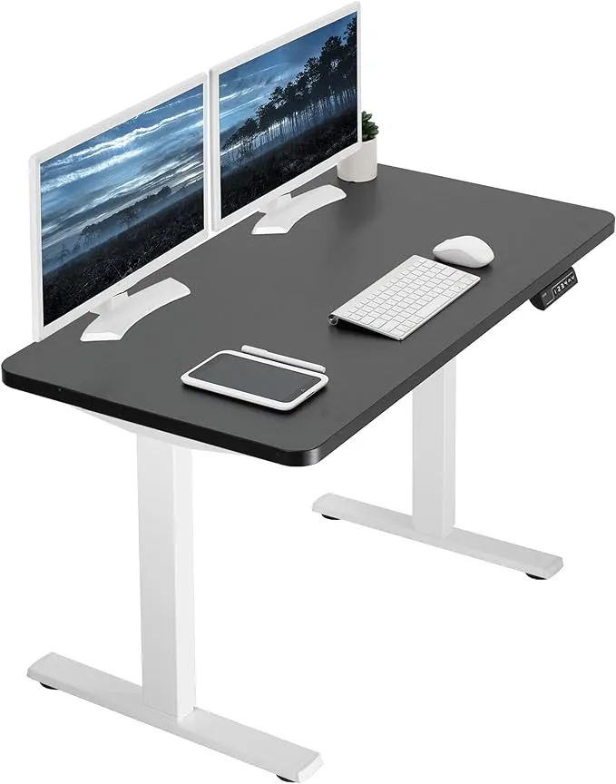 Vivo Electric Height Adjustable 43 x 24 inch Memory Stand Up Desk, Black