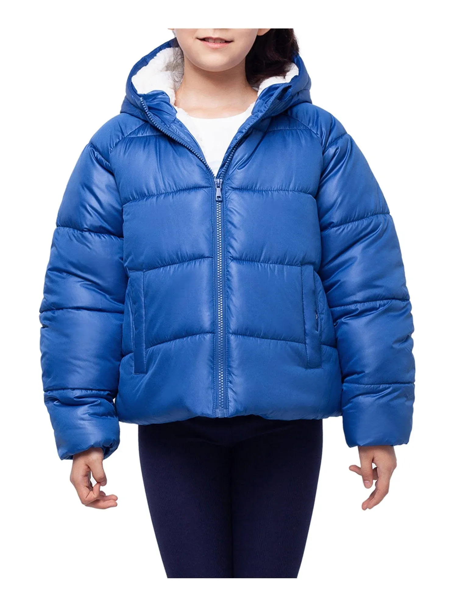 Rokka&Rolla Girls' Heavyweight Puffer Jacket Sherpa Lined Winter Coat