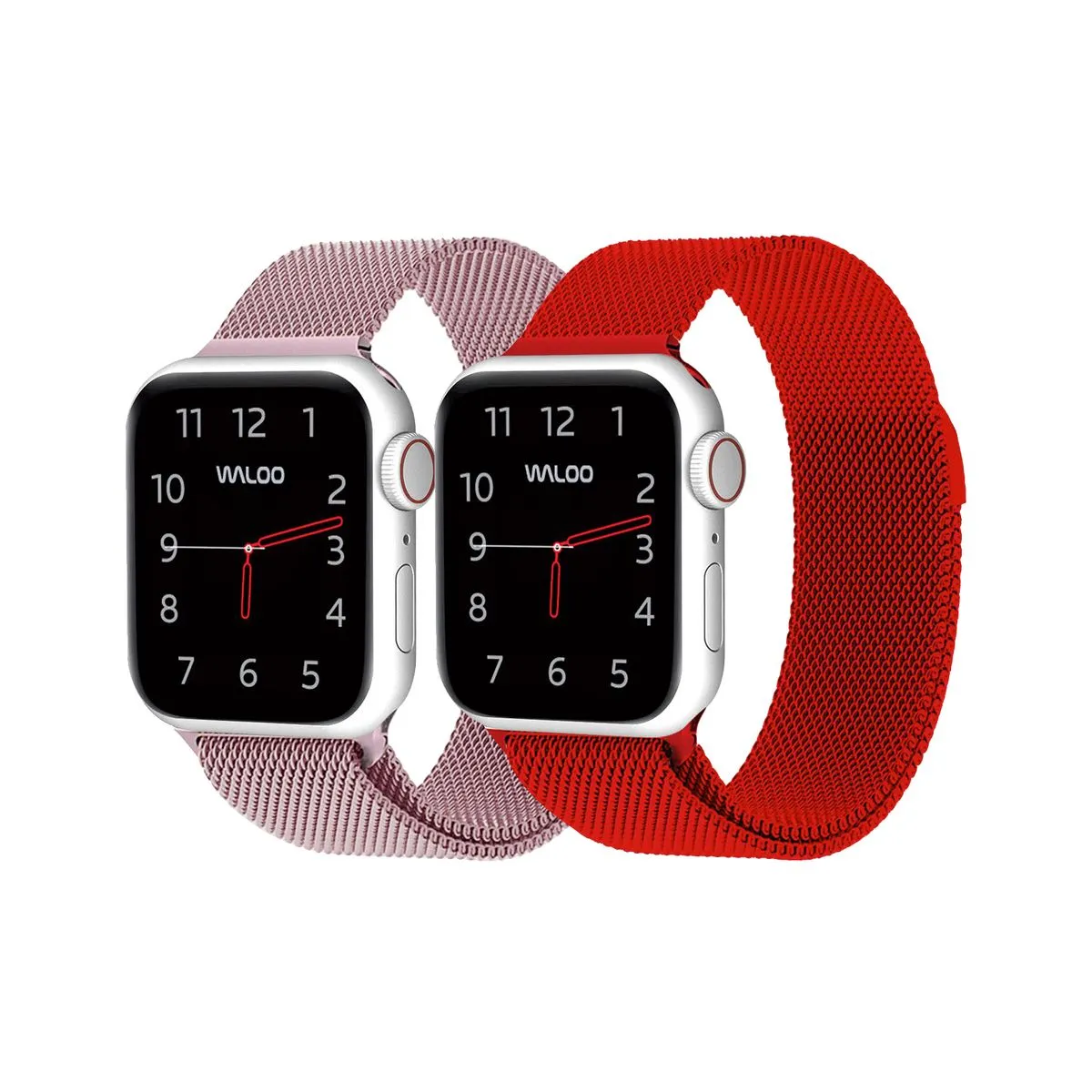 Waloo® Milanese Watch Band for Apple Watch Series 1-7 (2-Pack) - 42/44/45 - Rose / Red