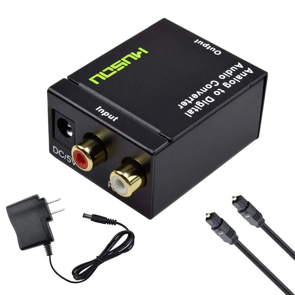 Musou RCA Analog to Digital Optical Toslink Coaxial Audio Converter Adapter with Optical Cable