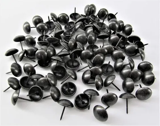 Premium Upholstery Tacks, Nailhead Decorative Trim for Furniture, 5/8" Diameter, 100 Nails (Black Pearl)