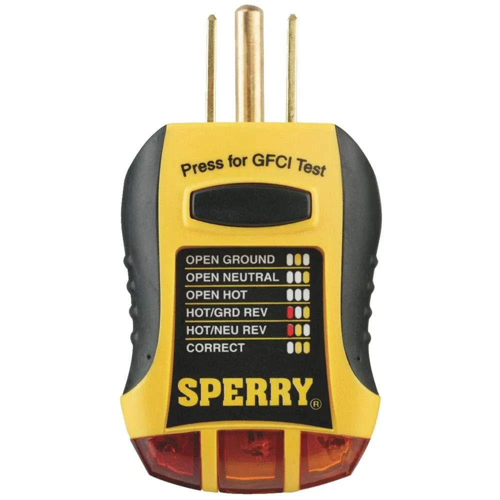 Sperry Instruments GFI6302 GFCI Outlet / Receptacle Tester, Standard 120V AC