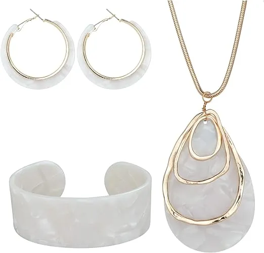 White Acrylic Jewelry Set