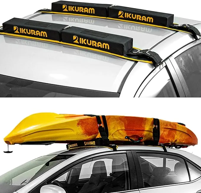 IKURAM Upgraded Soft Roof Rack Pads, Universal Car Rooftop Carrier Rack for K...