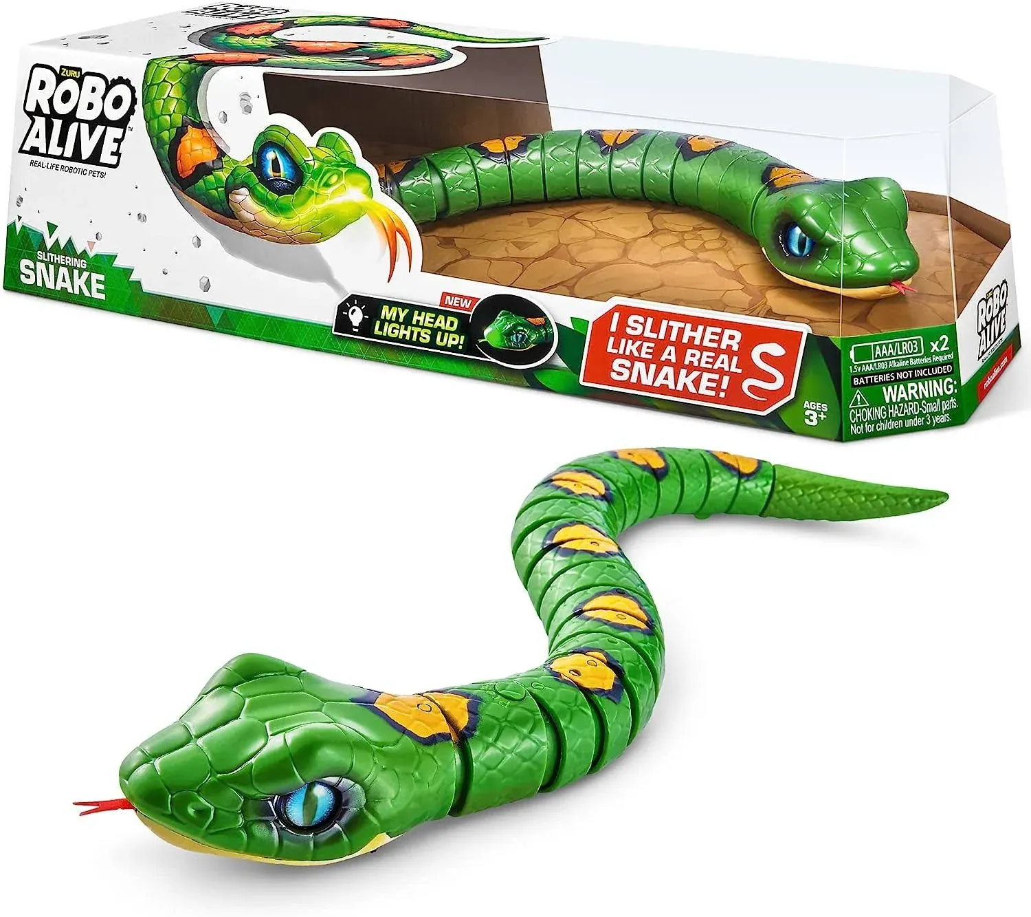 Robo Alive Slithering Snake Series 3 Green by Zuru Battery-powered