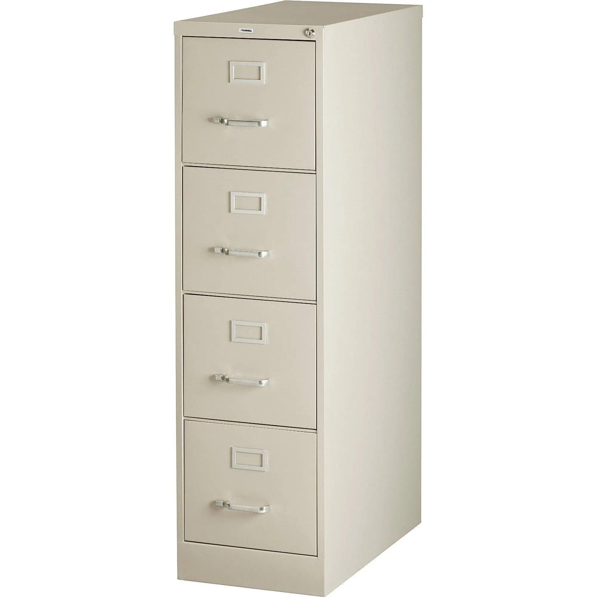 Lorell 4-Drawer Vertical File w/ Lock 15&#034;x26-1/2&#034;x52<wbr/>&#034; Putty 60193