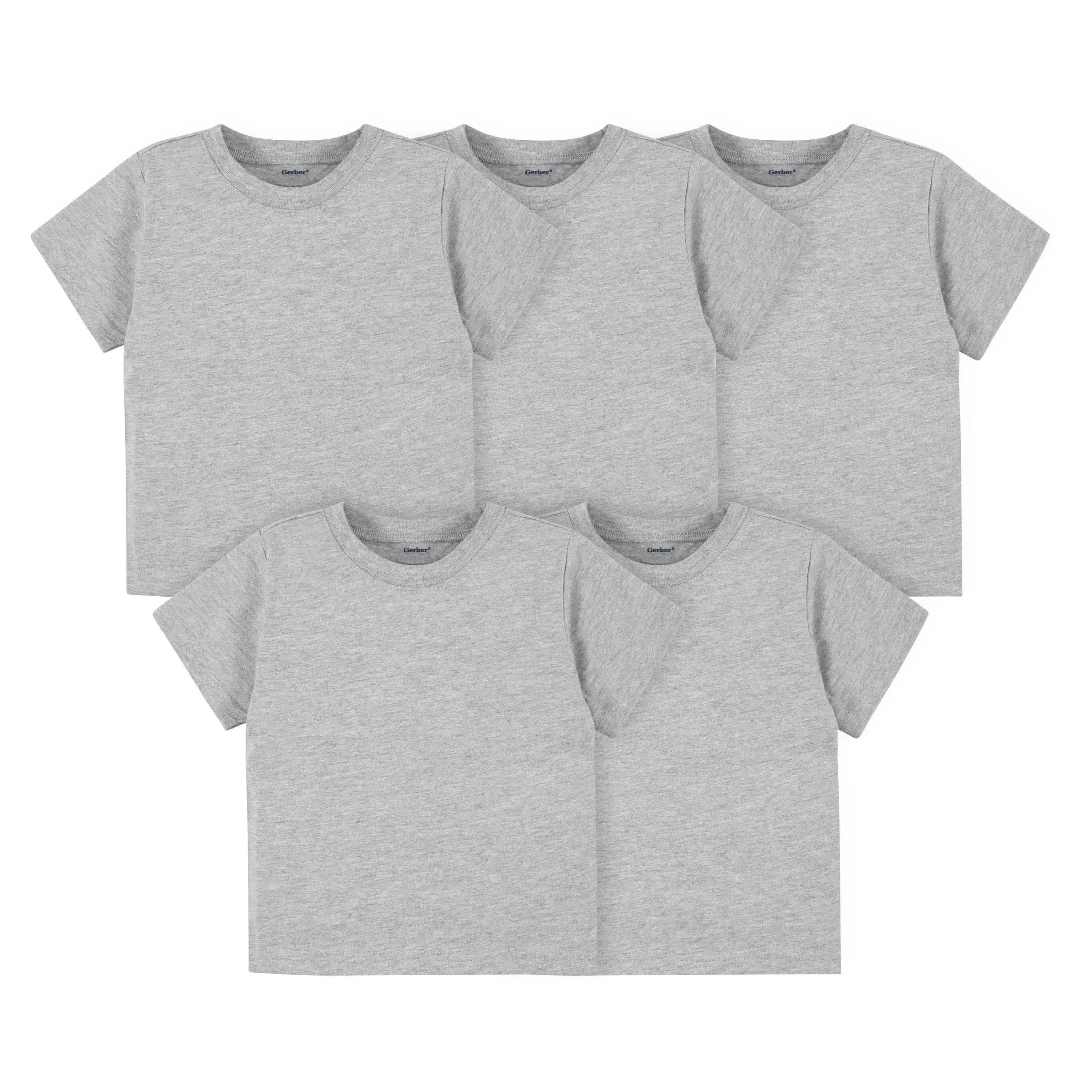 Gerber Baby Toddler 5-Pack Solid Short Sleeve T-Shirts Jersey 160 GSM