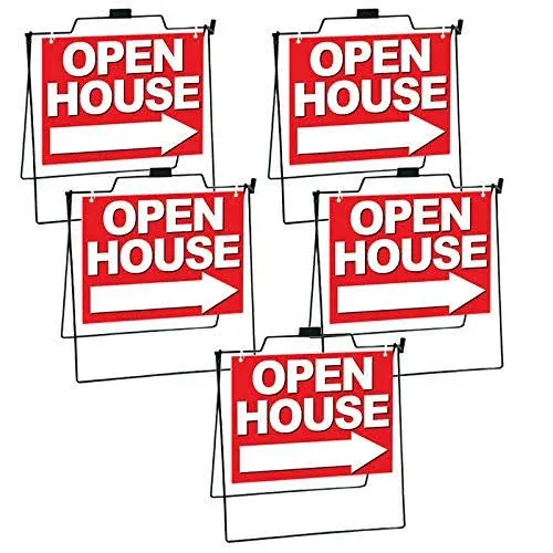 4 Less Co Realtor A-Frame Metal Stand with 24x18 Open House Sign - 5 Pack, RB