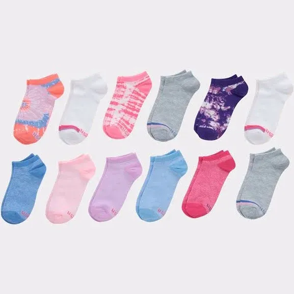 Hanes Girls' No Show Socks, Fashion Pack, 12-Pairs Assorted L