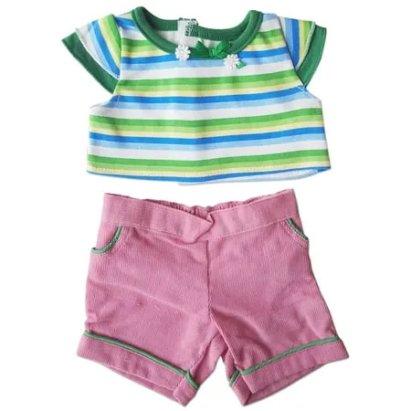 Stripe Top and Pink Pants Outfit Teddy Bear Clothes Fits Most 14 - 18 Build-a-bear and Make Your Own Stuffed Animals