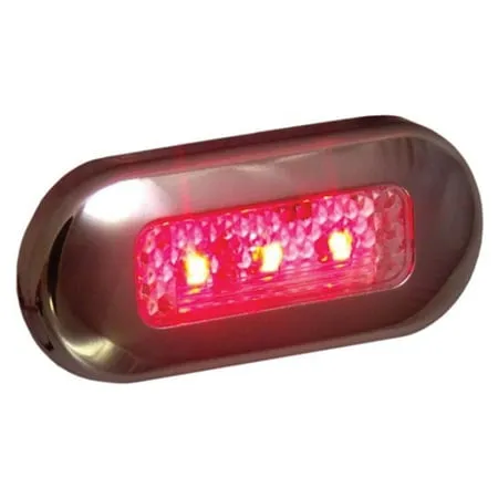 T-H Marine, LED Oblong Couresty, Stainless Steel Bezel, Red