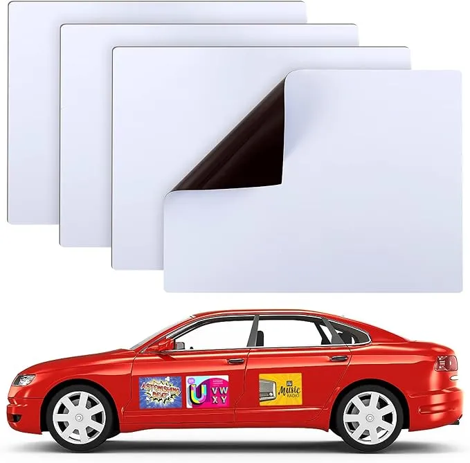 4 Pack Round Cornered Blank Car Magnet- 15.7" × 11.8” 27.6mil Flexible Car Blank Magnetic Sign Car Magnet Sheets DIY Business Sign for Vehicle Door Advertising Business Preventing Scratches Dents