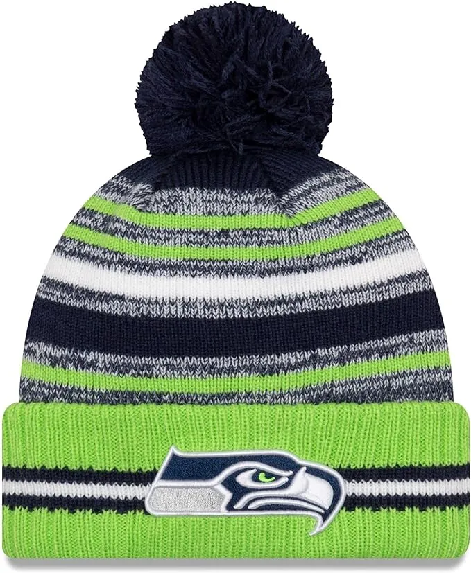 "Seattle Seahawks Men's New Era Sport Cuffed Pom Knit Hat"