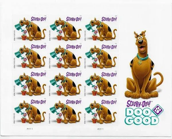 USPS Scooby-Doo! Pane of 12 First-Class Forever Stamps Scott 5299