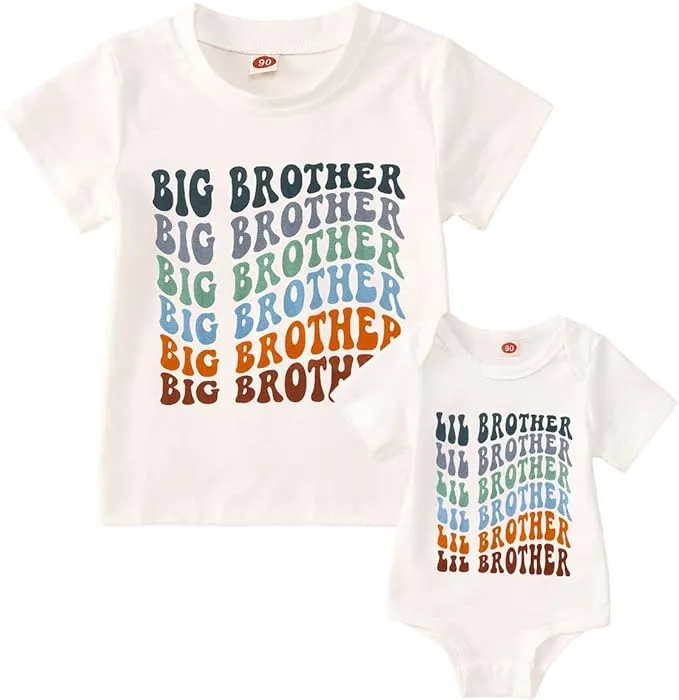 KEKEMI Big Brother Little Brother Shirts Matching Outfits Baby Boy Sibling Gifts