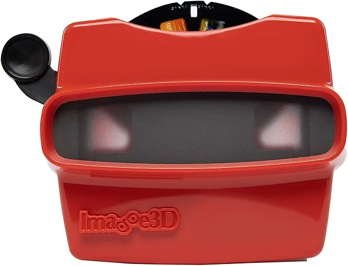 IMAGE3D Custom Viewfinder Reel Plus RetroViewer - for Kids, & Adults, Classic Toys, Slide Viewer, Retro, Vintage, May Work in Old Toys (Red)