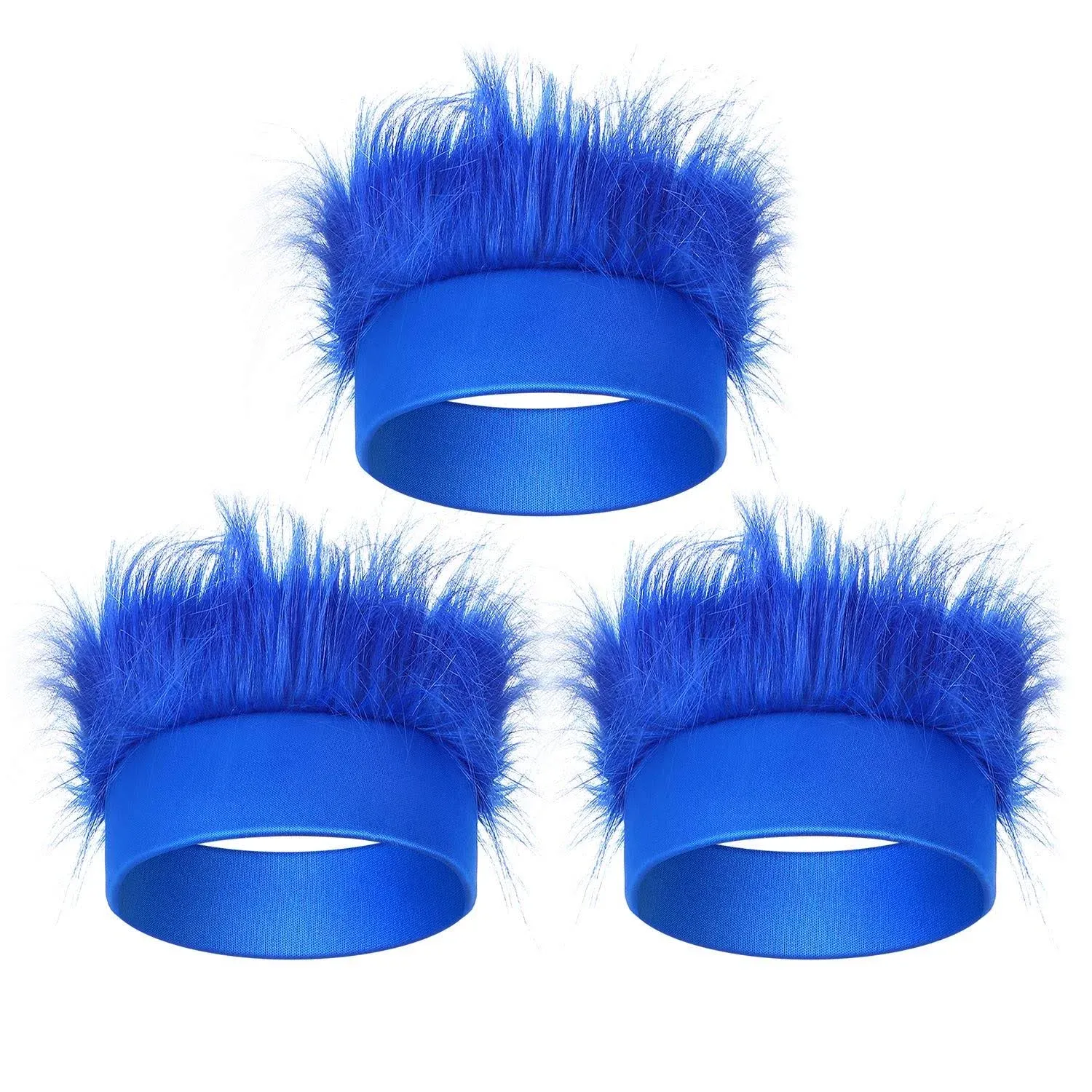 WILLBOND 3 Pack Blue Hairy Headband Troll Hair Headband Halloween Costume Party Accessory